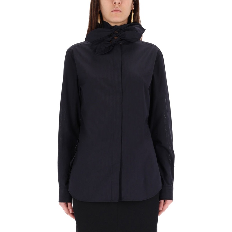 COTTON POPLIN JACQUARD SHIRT|BLACK|44|42|40