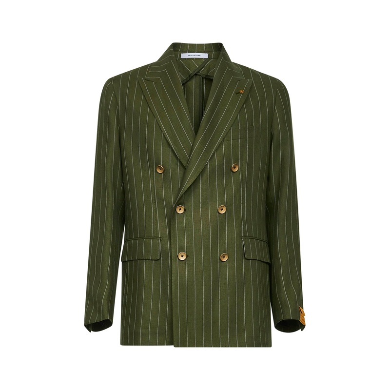 Green pinstriped linen New York blazer