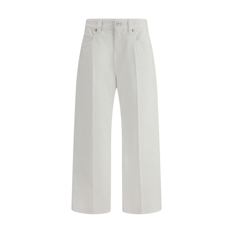 White Cotton Cropped Jeans|IT40 | M|IT42 | L|IT44 | L