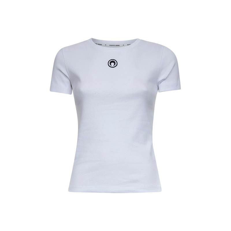 White ribbed jersey Moon Logo T-shirt