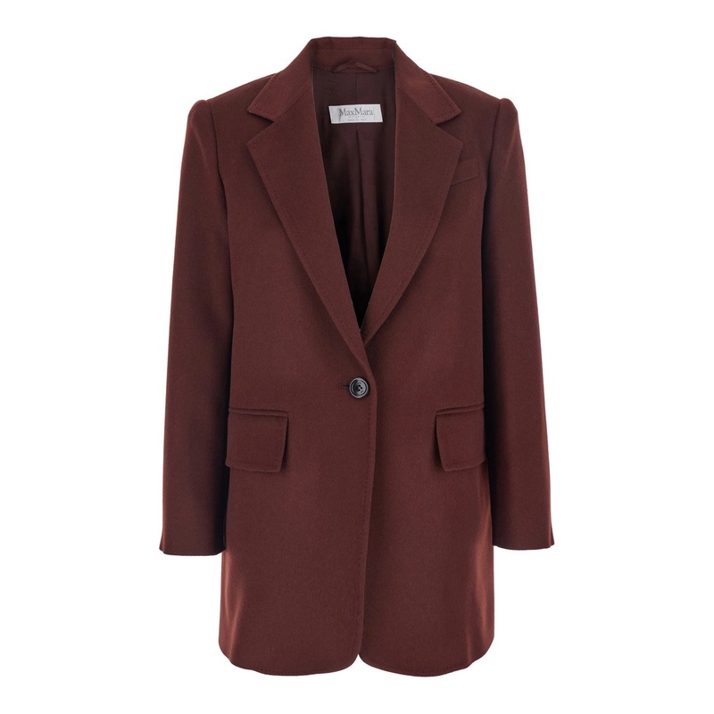 ‘Ariccia’ Bordeaux Single-Breasted Jacket with Notched Revers in Wool Woman