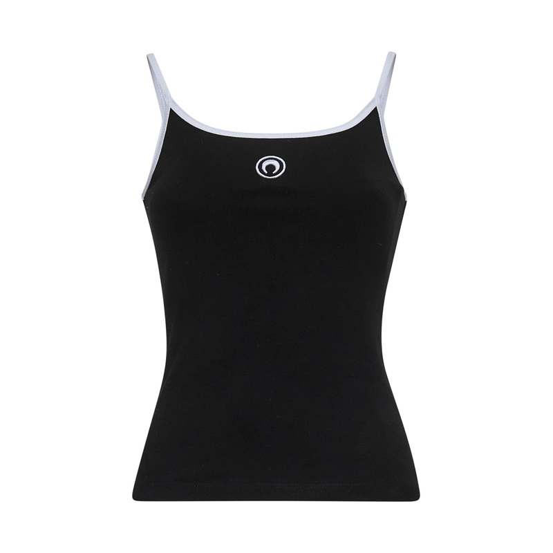 Black ribbed jersey Moon Logo tank top
