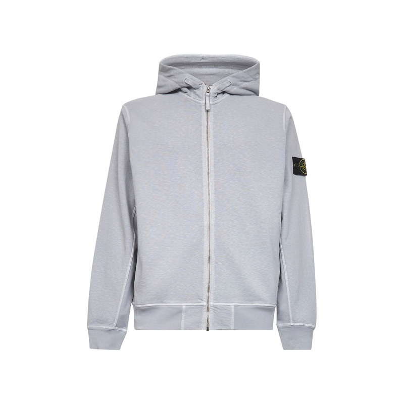 Grey malfil cotton fleece zip-up hoodie