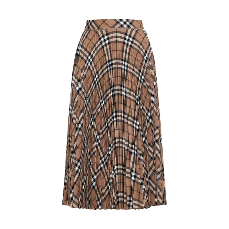 Linden Check wool blend pleated skirt