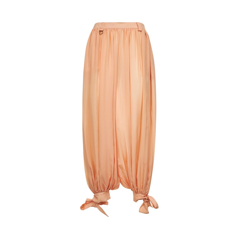 Pink silk charmeuse fluid trousers