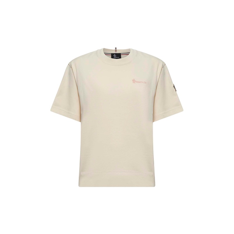 Beige cotton logo T-shirt|XS|S|M|L|XL