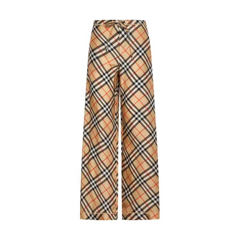 Check print silk trousers|4|6|8