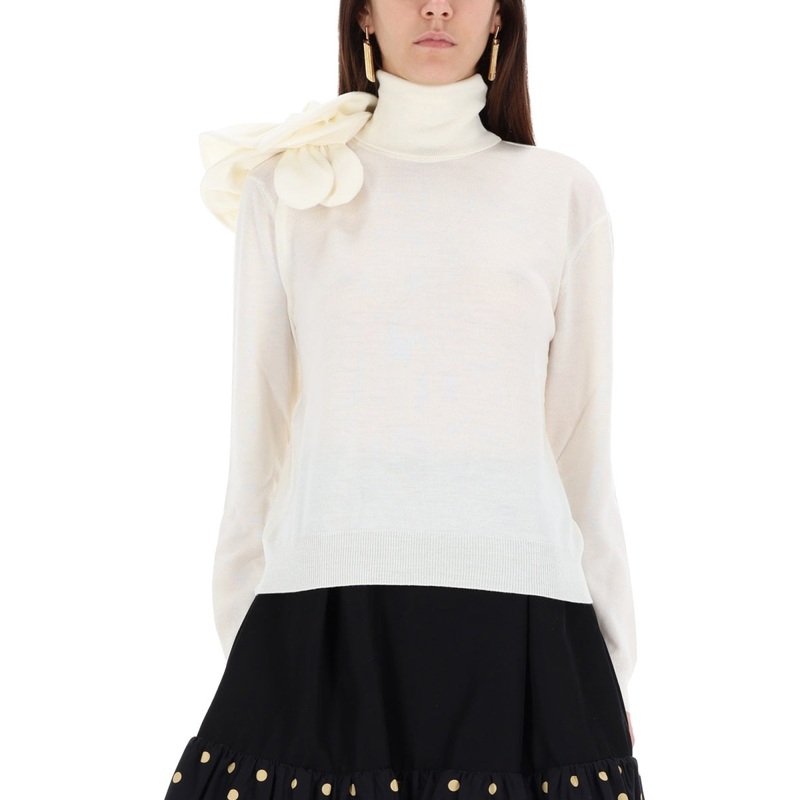 MESH WITH FLOWER DETAIL|WHITE|40|42