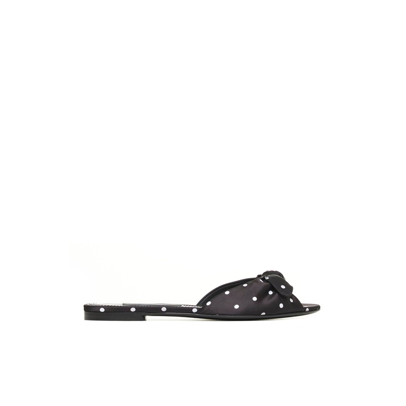 Polka dot satin flat sandals|36|37|38|39|41