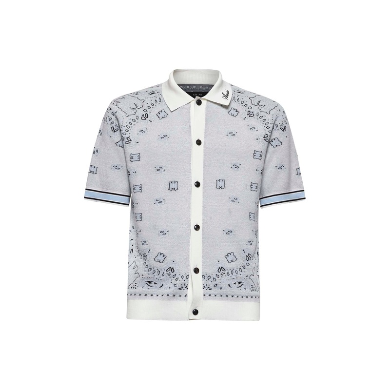 White cotton knit Bandana polo