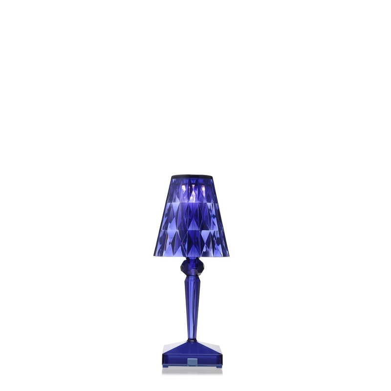 ‘Battery’ Blue Rechargeable Table Lamp with Square Base in PMMA Home