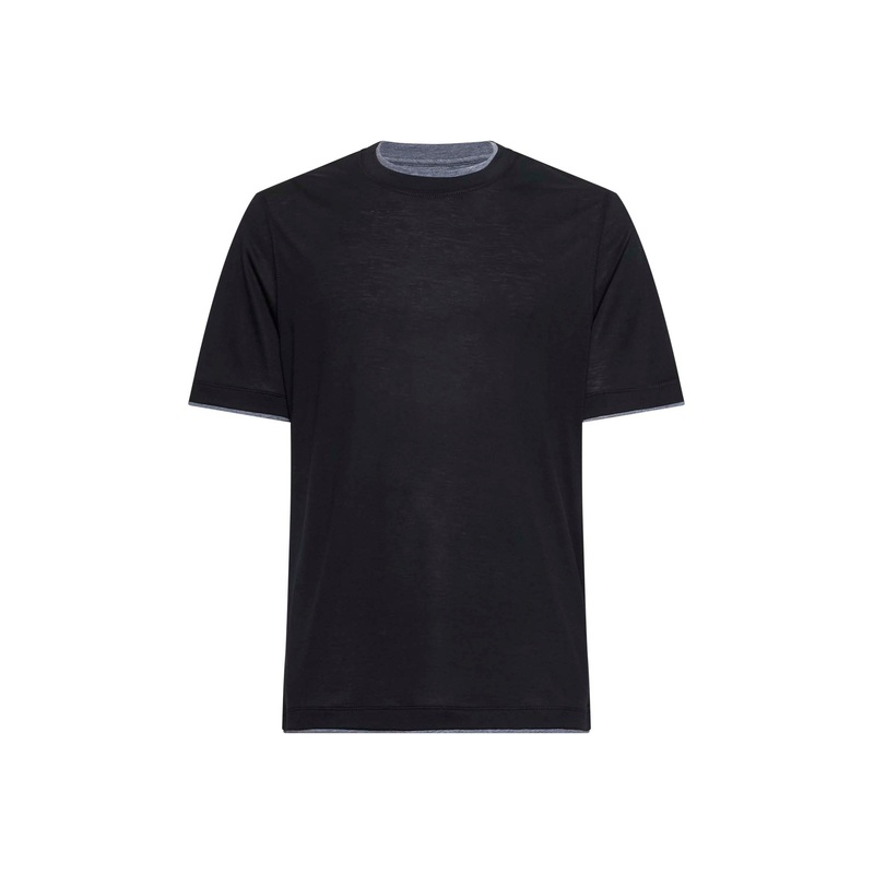 Black jersey Faux Layering T-shirt