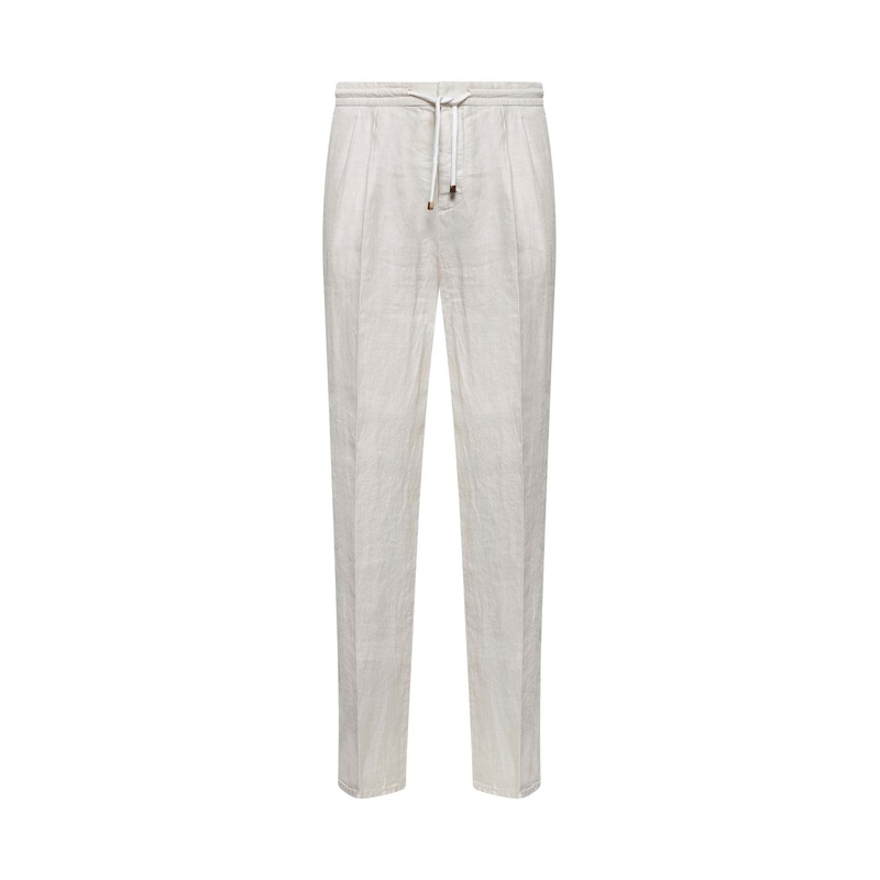 Ivory linen leisure fit trousers