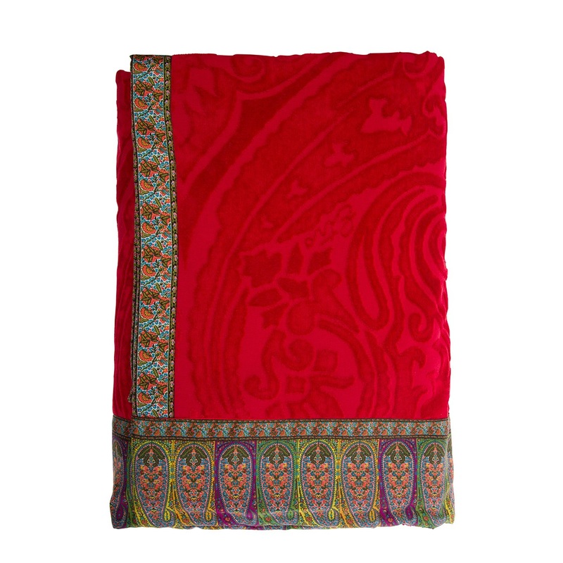 Red Beach Towel with Contrasting Lining in Cotton Home