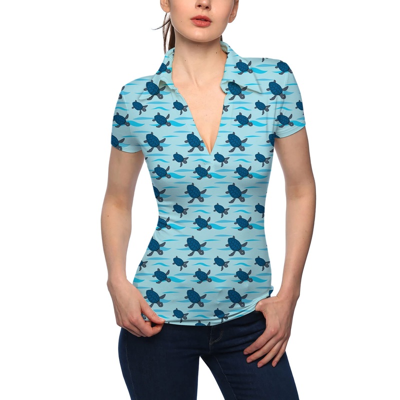 Women’s Turtle Time V Neck Golf Polo