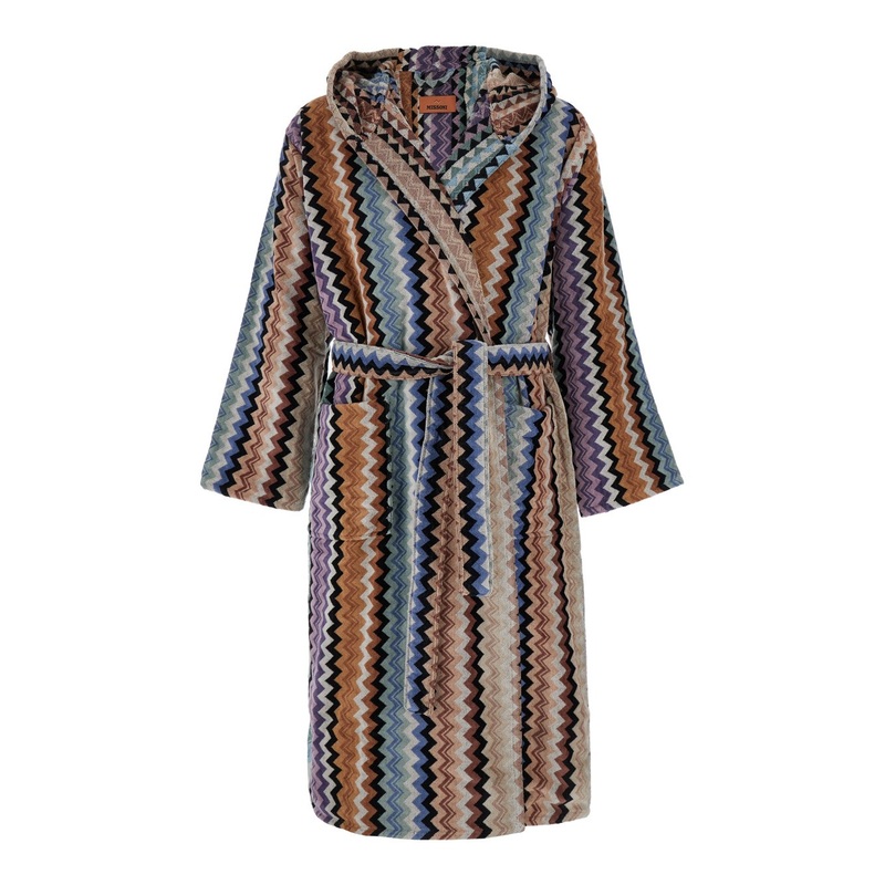 ‘Adam’ Multicolor Bathrobe with Zig Zag Motif in Cotton