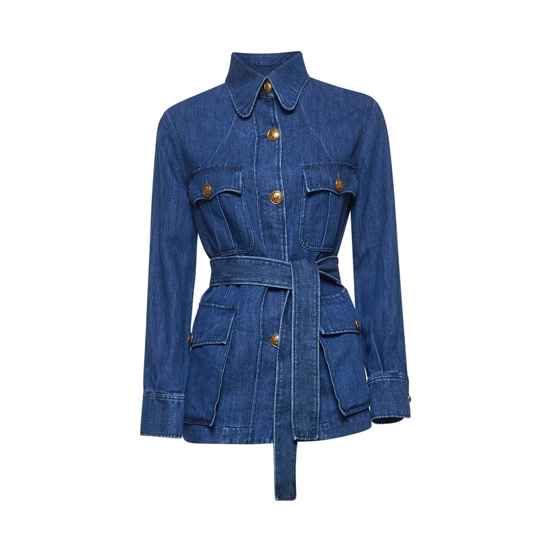 Blue lightweight denim saharan jacket