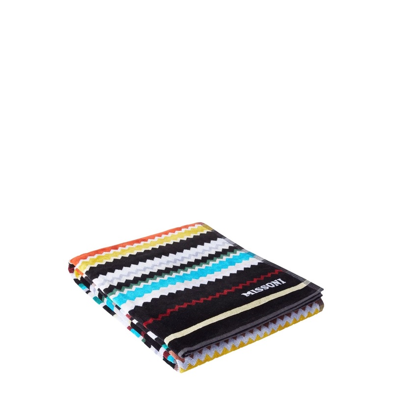 ‘Curt’ Multicolor Beach Towel with All-Over ZigZag Motif in Cotton Home