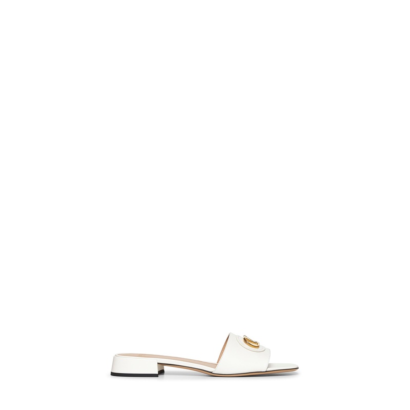 Ivory calfskin VLogo Signature slide sandals