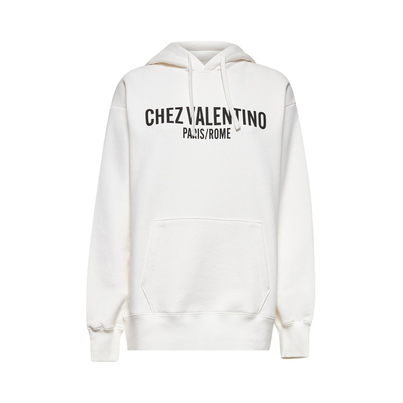 Ivory Chez Valentino Print hoodie