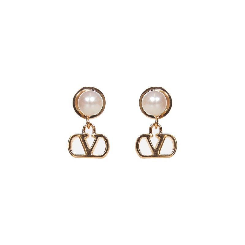 Metal and pearl Vlogo Signature earrings