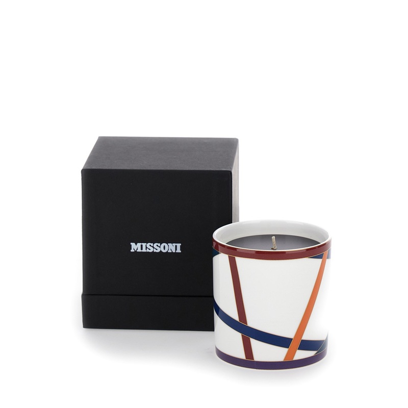 Multicolor Candle with Ribbons in Porcelain