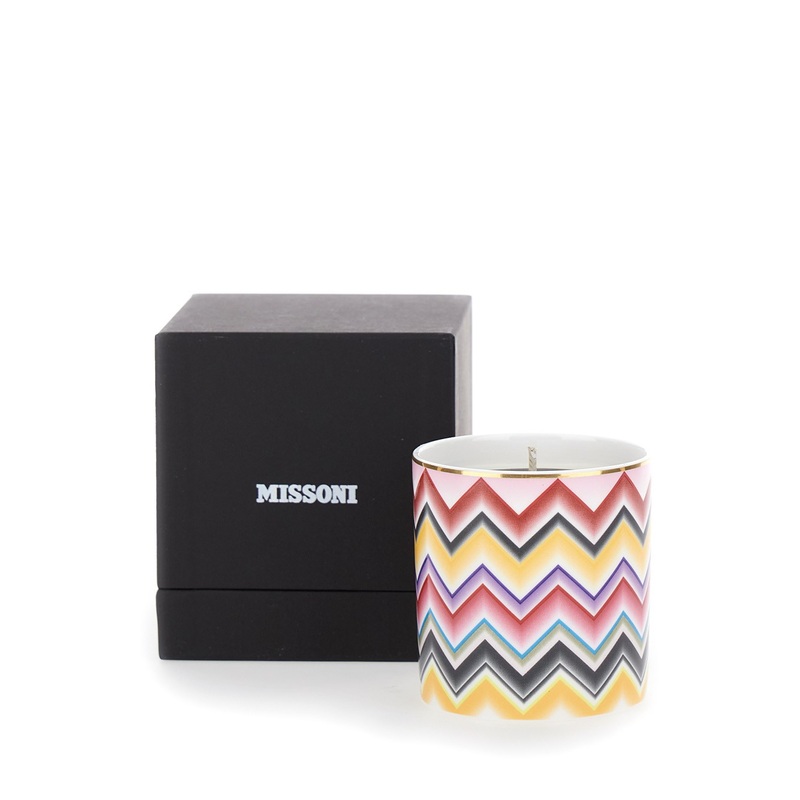 Multicolor Candle with Zigzag Motif in Porcelain