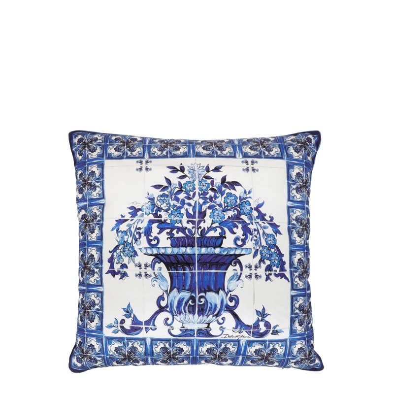 Multicolor Square Cushion with All-Over Floral Print and Side Zip Closure in Cotton Home