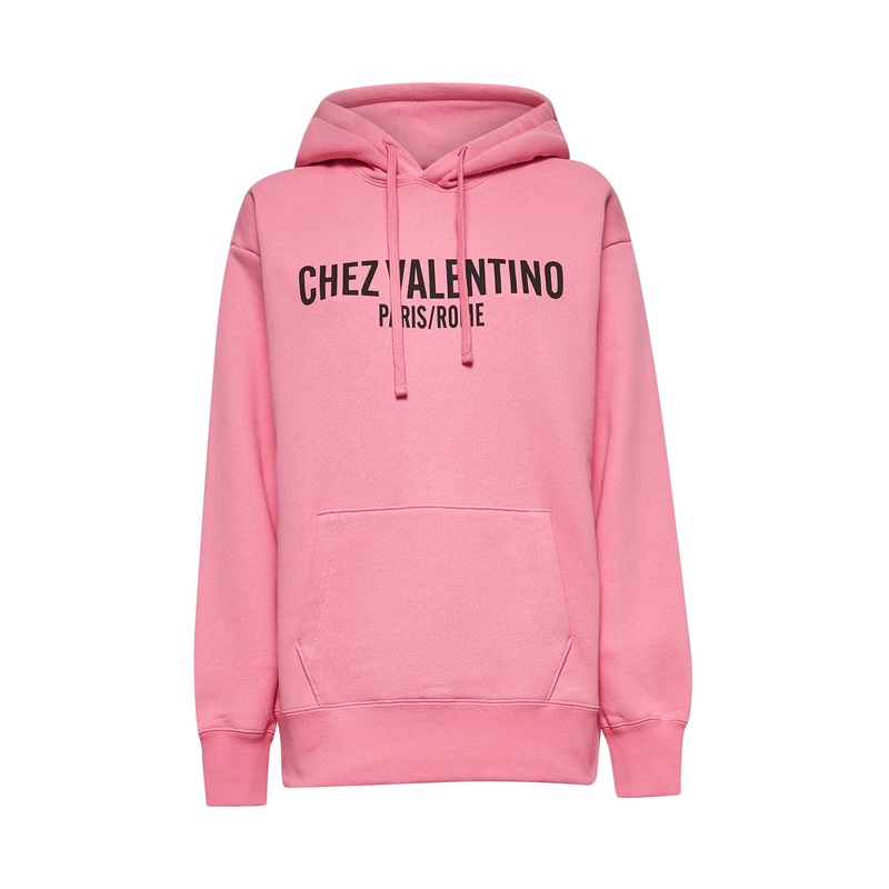 Pink Chez Valentino Print hoodie