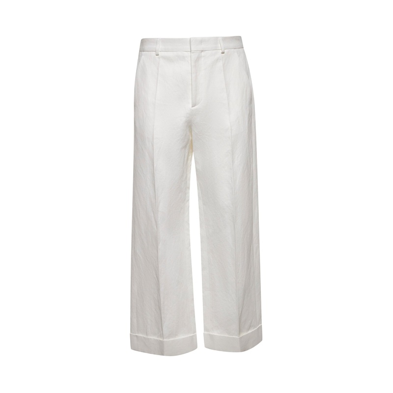 Ivory cotton and linen trousers