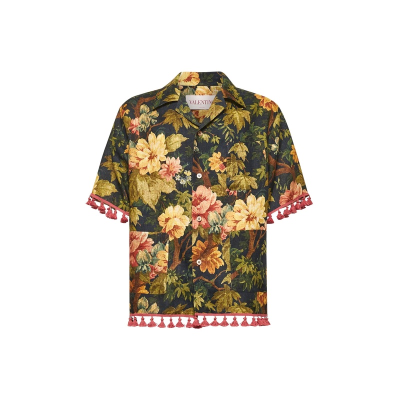 Aprs l’Hiver print linen bowling shirt