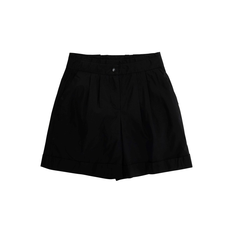 Black Shorts with Logo Patch on the Back in Techl Fabric Girl