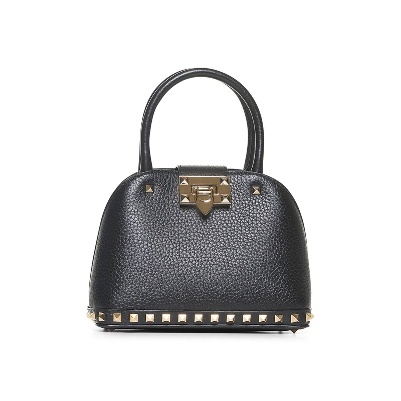 Black Small Rockstud top handle bag