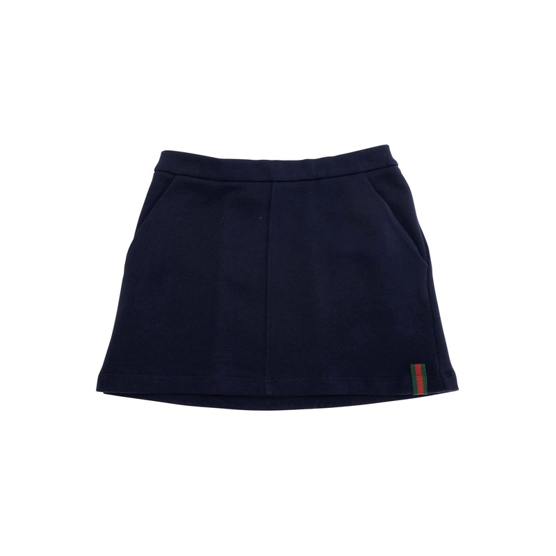 Blue Mini Skirt with Web Detail on Hem in Cotton Girls