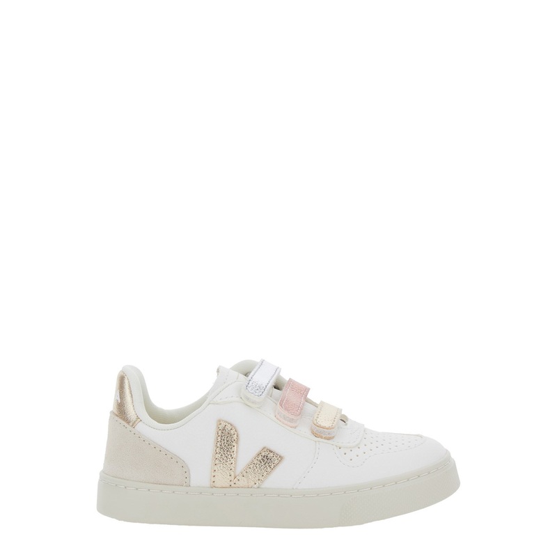 Multicolor Sneakers with Touch-Strap Closure and Logo Patch on the Side in Leather Girl
