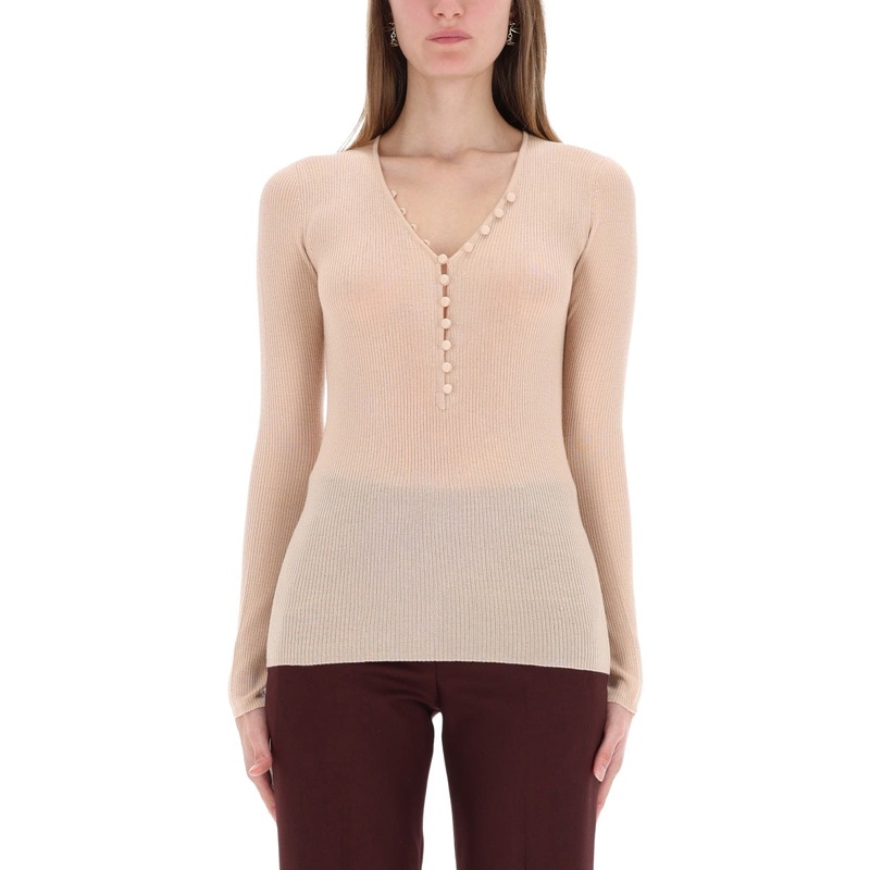 RIBBED KNIT WITH BUTTONS|PINK|S|M|L