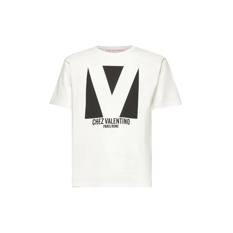 White Chez Valentino print T-shirt