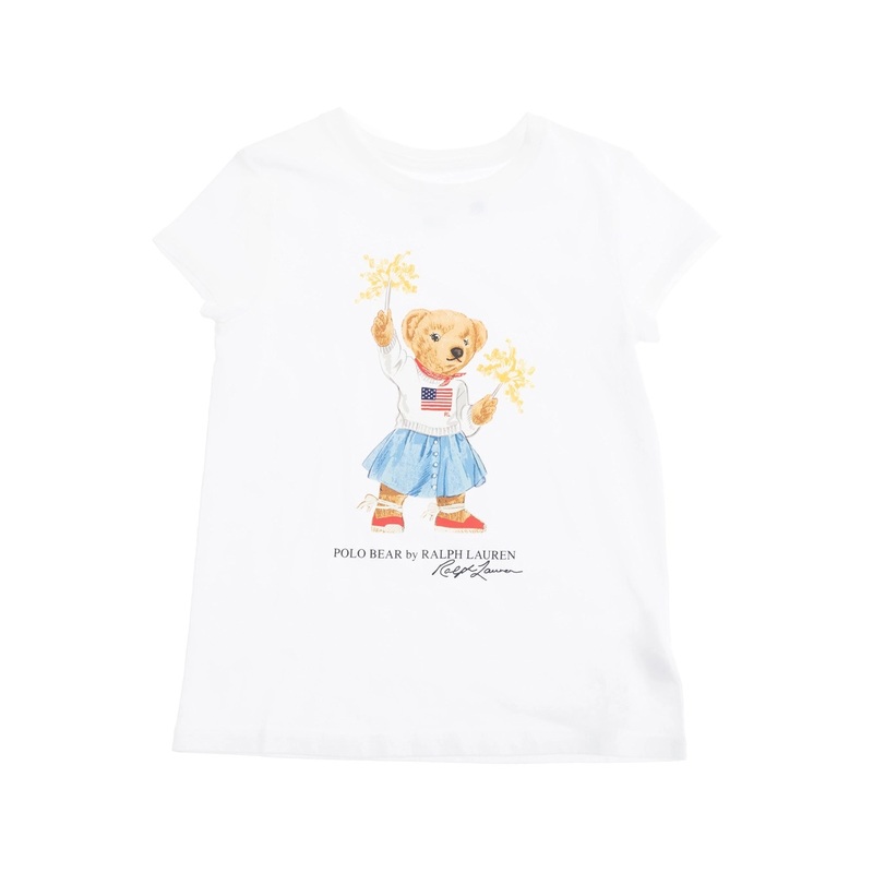 White Crewneck T-Shirt with Maxi Logo Print on the Front in Cotton Girl