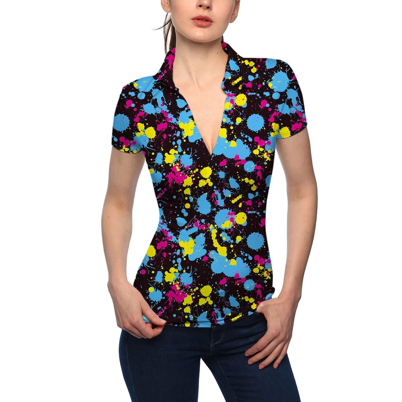 Women’s V2 Paint Splatter V Neck Golf Polo