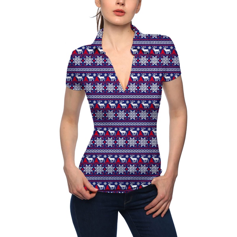 Women’s Winter Wonderland V Neck Golf Polo