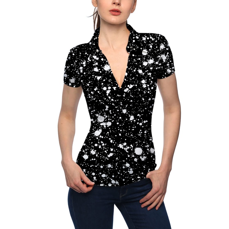 Women’s ZEBRA SPLATTER V Neck Golf Polo