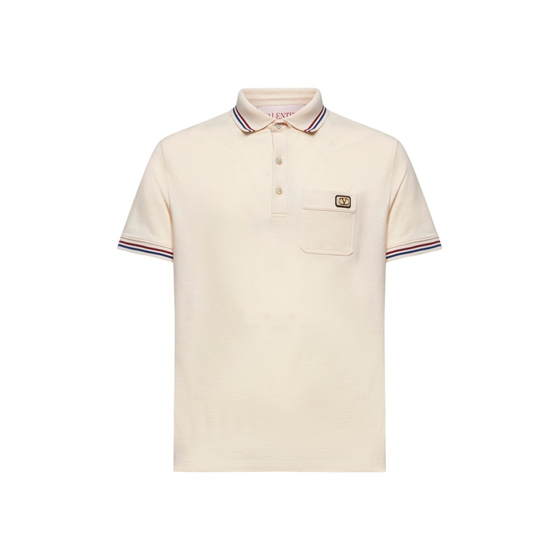 Beige Vlogo patch polo shirt|S|M|L|XL