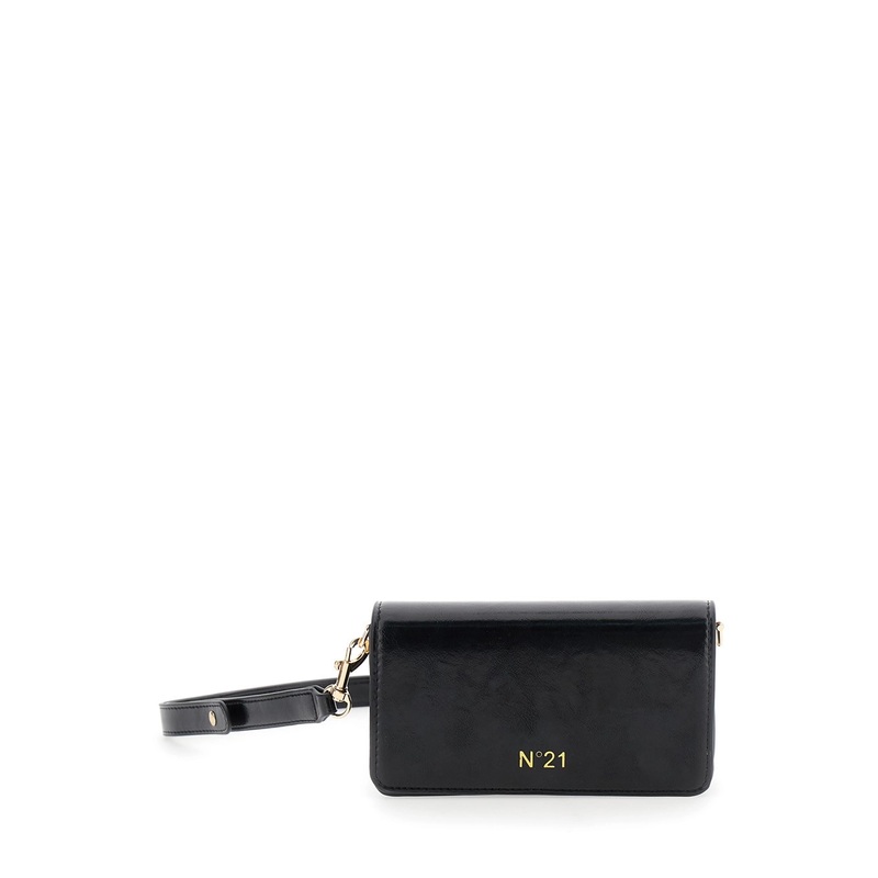 Black Crossbody Bag with Logo on the Front and Adjustable Shoulder Strap in Ecoleather Girl