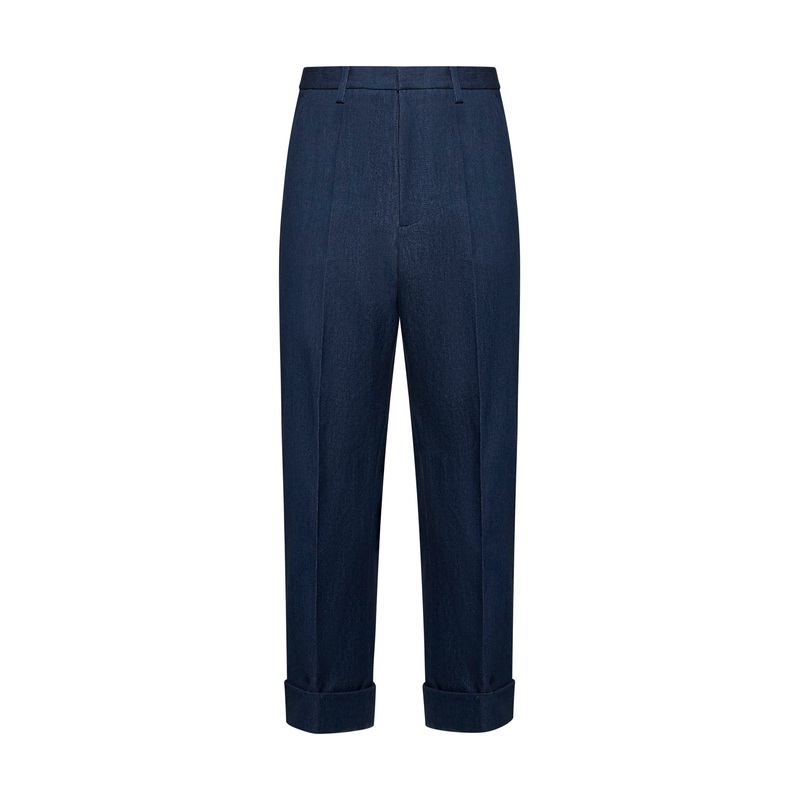 Blue denim straight trousers|44|46|48