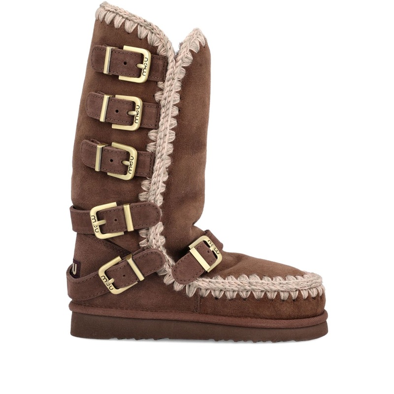 ESKIMO 40 BUCKLE STRAPS BOOTS|BROWN|36|37|38|39|40