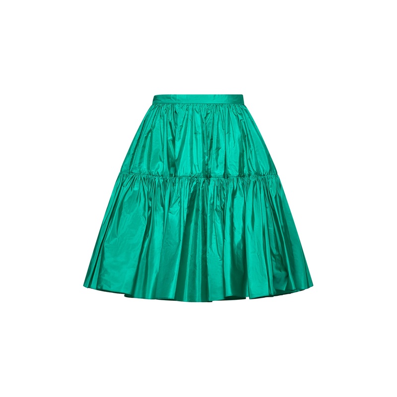 Green taffeta tiered skirt|40|42|44
