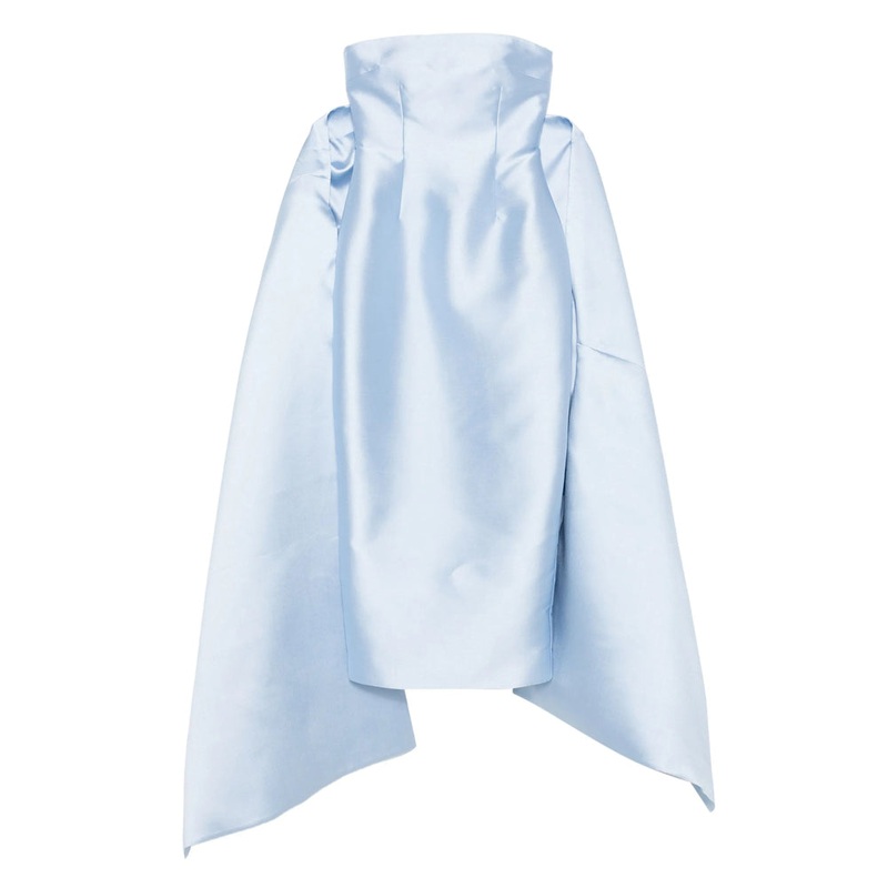 Ice Blue Strapless Dress with Rear Slit