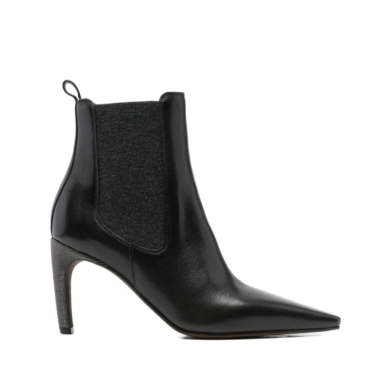 LEATHER HEELED ANKLE BOOTS|BLACK|41|36|37|38|39|40