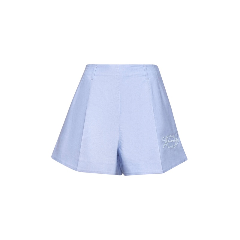 Light blue embroidered cotton shorts