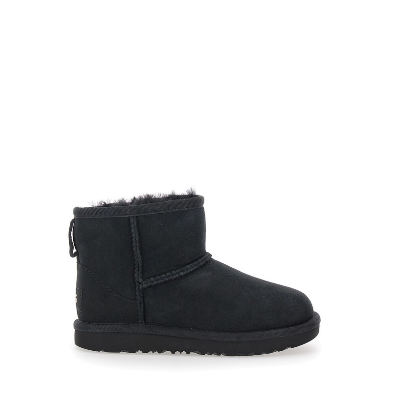 ‘Mini Classic II’ Black Slip-On Boots in Suede Girl
